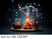 Rich Cup of natural coffee molecular component. Generate ai. Стоковое AI-изображение, AI-художник Иван Рябоконь / Фотобанк Лори