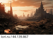 Ravaged Ruined city. Generate Ai. Стоковое AI-изображение, AI-художник Иван Рябоконь / Фотобанк Лори