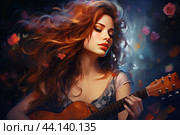 Passionate Beautiful singer woman. Generate ai. Стоковое AI-изображение, AI-художник Иван Рябоконь / Фотобанк Лори
