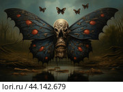 Captivating Skull butterfly. Generate Ai. Стоковое AI-изображение, AI-художник Иван Рябоконь / Фотобанк Лори