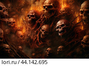 Gruesome Skull creepy blood demons. Generate Ai. Стоковое AI-изображение, AI-художник Иван Рябоконь / Фотобанк Лори
