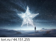 Mystical starlight in a winter night. Стоковое AI-изображение, AI-художник Иван Рябоконь / Фотобанк Лори