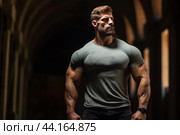 Handsome Strong tall serious man in classic suit. Generate ai. Стоковое AI-изображение, AI-художник Иван Рябоконь / Фотобанк Лори