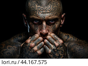 Exotic Tattooed tribe man portrait. Generate Ai. Стоковое AI-изображение, AI-художник Иван Рябоконь / Фотобанк Лори