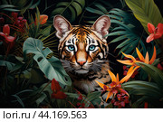 Stealthy Tropical wild cat. Generate Ai. Стоковое AI-изображение, AI-художник Иван Рябоконь / Фотобанк Лори