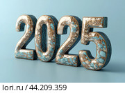 Деревянные цифры, число 2025. Стоковое AI-изображение, AI-художник Щеголева Ольга / Фотобанк Лори