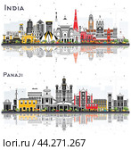 Panaji and India City Skyline Set. Стоковая иллюстрация, иллюстратор Игорь Сорокин / Фотобанк Лори