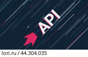 Символ Api летит по Вселенной на реактивном двигателе. Символ в центре дрожит из-за высокой скорости. Плавная закольцованная анимация в формате 4k на темно-синем фоне со звездами. Стоковое видео, видеограф Карпенко Алексей / Фотобанк Лори