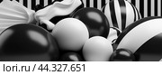 Black and white inflated balls banner background. Стоковое AI-изображение, AI-художник Анастасия Золотницкая / Фотобанк Лори
