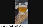 two mugs of beer with croutons. Two glasses of beer on the terrace at the bar. Стоковая анимация, аниматор Скрипачев Антон / Фотобанк Лори