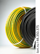 Yellow And Black Electrical Wire Spools Isolated On White Background. Стоковое фото, фотограф Сергей Толмачёв / Фотобанк Лори