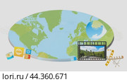 World map showing video clip highlighting vacation destination. Стоковое AI-видео, аниматор Юрий Поздников / Фотобанк Лори