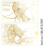 Moa and Palma Soriano Cuba City Map Set. Стоковая иллюстрация, иллюстратор Игорь Сорокин / Фотобанк Лори