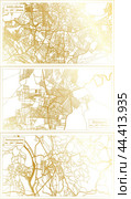 Antananarivo Madagascar, Asmara Eritrea and Addis Ababa Ethiopia City Map Set. Стоковая иллюстрация, иллюстратор Игорь Сорокин / Фотобанк Лори