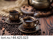Smooth Arabic coffee traditional. Generate Ai. Стоковое AI-изображение, AI-художник Иван Рябоконь / Фотобанк Лори
