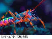Futuristic Arthropod antient neon image. Generate Ai. Стоковое AI-изображение, AI-художник Иван Рябоконь / Фотобанк Лори