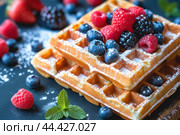 Consistent Bakes waffles morning. Generate Ai. Стоковое AI-изображение, AI-художник Иван Рябоконь / Фотобанк Лори