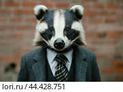 Imposing Anthropomorphic badger wearing business manager suit. Generate ai. Стоковое AI-изображение, AI-художник Иван Рябоконь / Фотобанк Лори