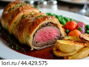 Savory Beef wellington dish. Generate Ai. Стоковое AI-изображение, AI-художник Иван Рябоконь / Фотобанк Лори