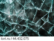 Shattered glass texture - close-up detail. Стоковое AI-изображение, AI-художник Иван Рябоконь / Фотобанк Лори