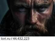 Intense bearded man with a stern gaze. Стоковое AI-изображение, AI-художник Иван Рябоконь / Фотобанк Лори