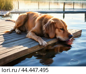 Labrador Retriever, a breed of dog. It was originally bred as a hunting gundog. Стоковое AI-изображение, AI-художник Сергей Елизарьев / Фотобанк Лори