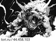 Monstrous creature roaring in cosmic space. Стоковое AI-изображение, AI-художник Иван Рябоконь / Фотобанк Лори
