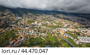 Aerial drone view of Funchal town, Madeira, Portugal. Стоковое фото, фотограф Дмитрий Рухленко / Фотобанк Лори