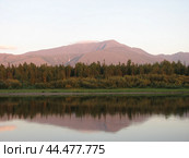 Горный пейзаж с лесом у воды. Стоковое фото, фотограф Максим Булгаков / Фотобанк Лори