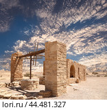 Quseir (Qasr) Amra desert castle (against the sky with clouds) near Amman, Jordan. World heritage with famous fresco's. (2016 год). Стоковое фото, фотограф Владимир Журавлев / Фотобанк Лори