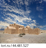 Quseir (Qasr) Amra desert castle (against the sky with clouds) near Amman, Jordan. World heritage with famous fresco's. (2016 год). Стоковое фото, фотограф Владимир Журавлев / Фотобанк Лори