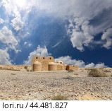 Quseir (Qasr) Amra desert castle (against the sky with clouds) near Amman, Jordan. World heritage with famous fresco's. (2016 год). Стоковое фото, фотограф Владимир Журавлев / Фотобанк Лори