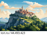 Illustration of San Marino city. Стоковое AI-изображение, AI-художник Veniamin Kraskov / Фотобанк Лори