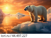 Polar bear at the North Pole. Стоковое AI-изображение, AI-художник Veniamin Kraskov / Фотобанк Лори