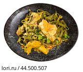 Traditional Italian pasta with meat additive - chicken in cream sauce and broccoli. Стоковое фото, фотограф Яков Филимонов / Фотобанк Лори