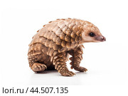 Tree pangolin on a white backround. Стоковое AI-изображение, AI-художник Veniamin Kraskov / Фотобанк Лори