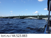 Вид на Троицкий мост с реки Нева. The view of the Trinity Bridge from the Neva River. (2024 год). Стоковое фото, фотограф Юрий Пуликов / Фотобанк Лори
