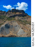View from the sea to Kara-Dag. Crimea 2022. Стоковое фото, фотограф Анна Кривицкая / Фотобанк Лори