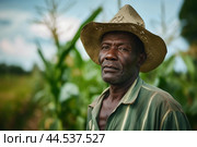 Resilient Black farmer worker portrait. Generate Ai. Стоковое AI-изображение, AI-художник Иван Рябоконь / Фотобанк Лори