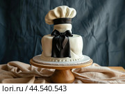 Chefthemed fondant cake on display. Стоковое AI-изображение, AI-художник Иван Рябоконь / Фотобанк Лори