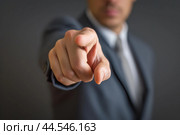 Businessman pointing directly at camera. Стоковое AI-изображение, AI-художник Иван Рябоконь / Фотобанк Лори