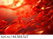 Blood cell red background vein flow platelet wave cancer medicine artery abstract. Red cell hemoglobin blood donate anemia isolated plasma leukemia donor vascular system anatomy hemophilia vessels. Стоковое AI-изображение, AI-художник Ирина Старикова / Фотобанк Лори