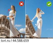 Common mistakes in female posing and how to avoid them. Photo poses. Стоковое фото, фотограф Андрей Аркуша / Фотобанк Лори