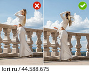 Common mistakes in female posing and how to avoid them. Photo poses. Стоковое фото, фотограф Андрей Аркуша / Фотобанк Лори