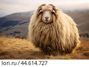 Long-haired sheep in the wild. Стоковое AI-изображение, AI-художник Veniamin Kraskov / Фотобанк Лори
