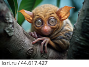 Philippine tarsier Carlito syrichta. Стоковое AI-изображение, AI-художник Veniamin Kraskov / Фотобанк Лори