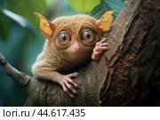 Philippine tarsier Carlito syrichta. Стоковое AI-изображение, AI-художник Veniamin Kraskov / Фотобанк Лори