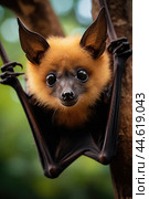 Spectacled flying fox in the wild. Стоковое AI-изображение, AI-художник Veniamin Kraskov / Фотобанк Лори