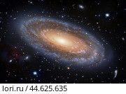 Majestic spiral galaxy in space. Стоковое AI-изображение, AI-художник Иван Рябоконь / Фотобанк Лори