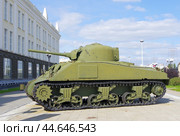 Средний танк M4A4 Sherman. Музейный комплекс гражданской и военной техники УГМК, Верхняя Пышма (2024 год). Редакционное фото, фотограф Алексей Иванов / Фотобанк Лори